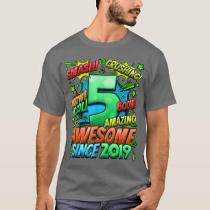 5th Birthday Comic Style Awesome since 2019 5 Year T-Shirt