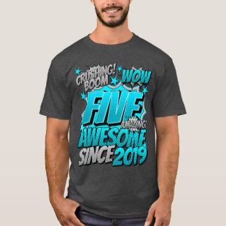 5th Birthday Comic Style Awesome Since 2019 5 Year T-Shirt