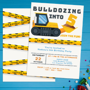 5th Birthday Construction Party Invitation