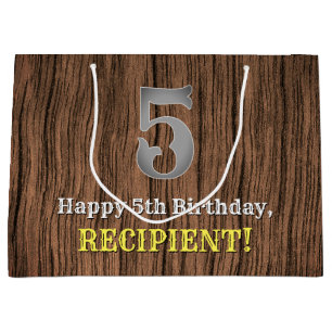 5th Birthday: Country Western Inspired Look, Name Large Gift Bag