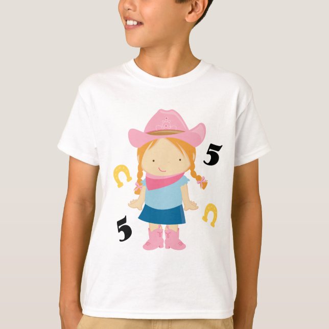 5th Birthday Cowgirl T-Shirt (Front)