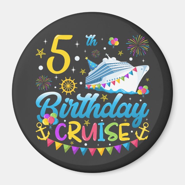 5th Birthday Cruise B-Day Party Circle Magnet (Front)