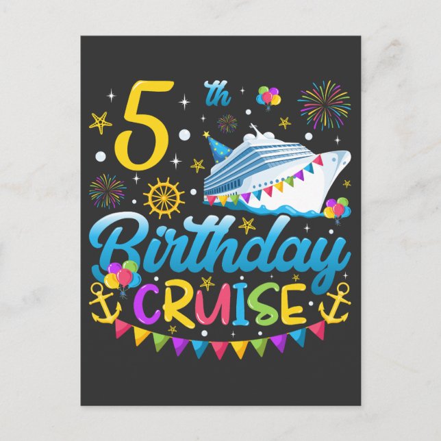 5th Birthday Cruise B-Day Party Postcard (Front)
