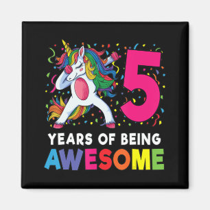 5th Birthday Dabbing Unicorn Party Gift 5 Years Ol Magnet