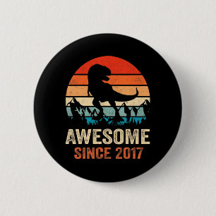5th Birthday Dinosaur 5 Year Old Boy Kids Awesome 2 Inch Round Button