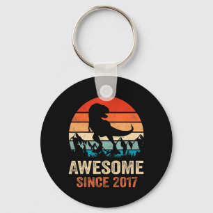 5th Birthday Dinosaur 5 Year Old Boy Kids Awesome Keychain