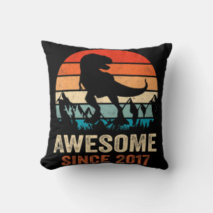 5th Birthday Dinosaur 5 Year Old Boy Kids Awesome Throw Pillow