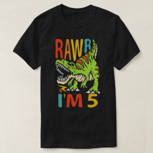 5th Birthday Dinosaur T Rex Rawr I'm 5 For Boys  T-Shirt