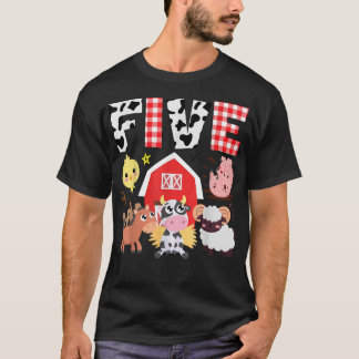 5th Birthday Five Year Old Farm Theme Animals Birt T-Shirt