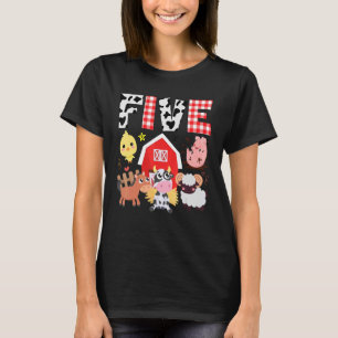 5th Birthday Five Year Old Farm Theme Animals Birt T-Shirt