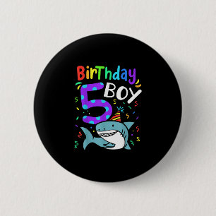 5th Birthday Five Years Old Shark Gift 2 Inch Round Button