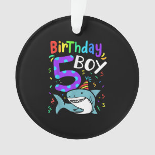 5th Birthday Five Years Old, Shark Gifts Ornament