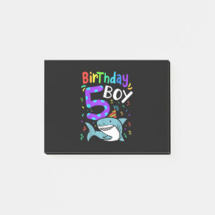 5th Birthday Five Years Old, Shark Gifts Post-it Notes