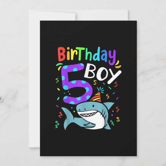 5th Birthday Five Years Old, Shark Gifts Save The Date (Front)