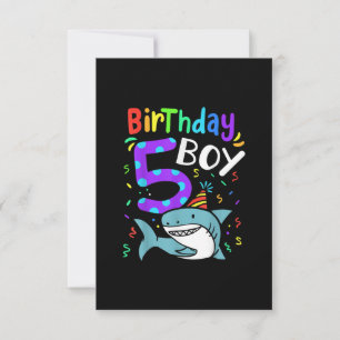 5th Birthday Five Years Old, Shark Gifts Thank You Card