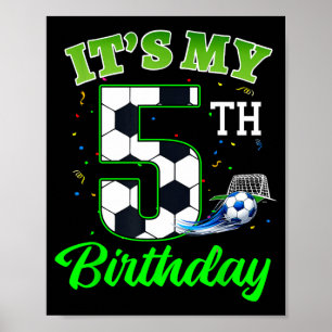 5th Birthday Football Boy Girl Kids Soccer Sports Poster