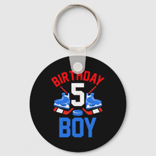 5th Birthday For Girls Boys 5 Yrs Old Ice Hockey Keychain