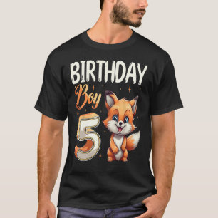 5th Birthday Fox Animal  boy Fox B day 5 year old T-Shirt