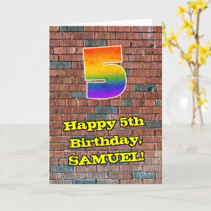 5th Birthday: Fun Graffiti-Inspired Rainbow 5 Card