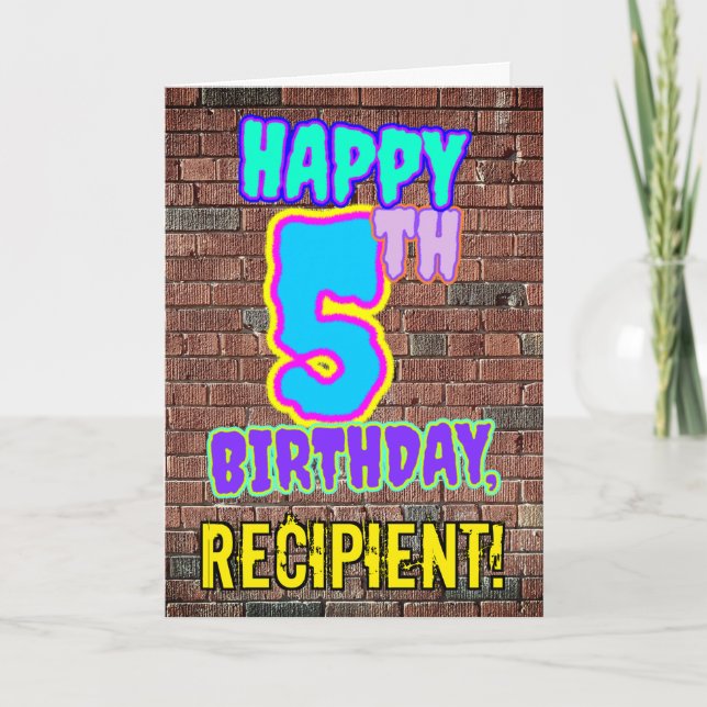 5th Birthday - Fun, Urban Graffiti Inspired Look Card (Front)