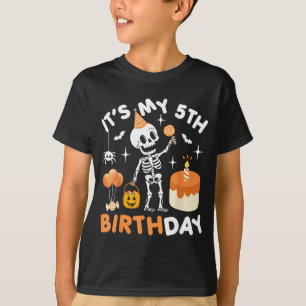 5th Birthday-Funny Halloween Skeleton 5th Bday T-Shirt