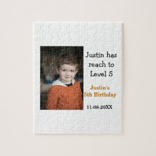 5th birthday game on boy photo name modern date jigsaw puzzle