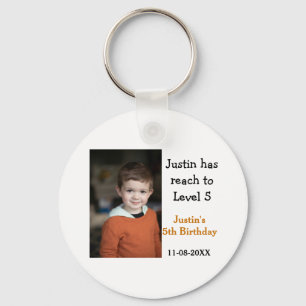 5th birthday game on boy photo name modern date keychain