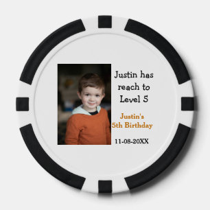 5th birthday game on boy photo name modern date poker chips