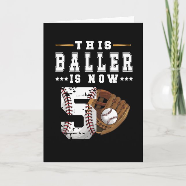 5th Birthday Gift Baseball Player 5 Year Old Boy Card (Front)