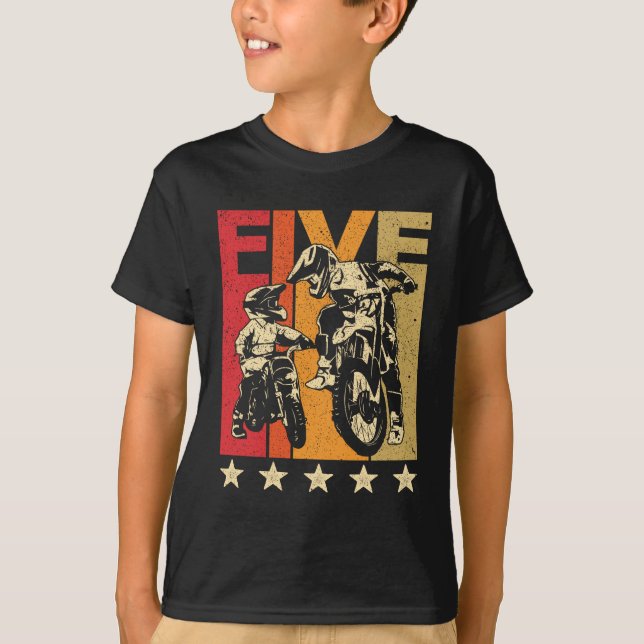 5th Birthday Gift Dirt Bike 5 Years Old Motocross  T-Shirt (Front)