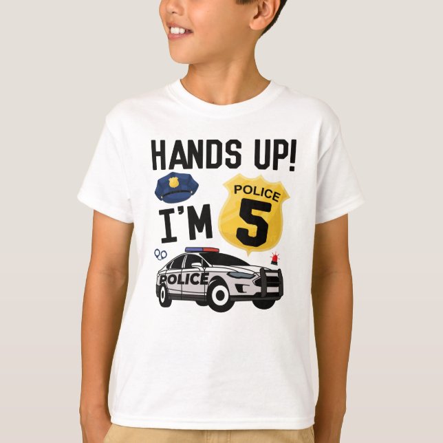 5th Birthday Gift Police Officer 5 Year Old Boy T-Shirt (Front)