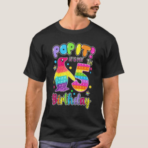 5th Birthday Girl Outfit Penguin Pop It 5 Year Old T-Shirt
