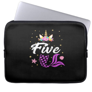 5th Birthday Girl Unicorn Shirt Mermaid Tail 5 Yea Laptop Sleeve
