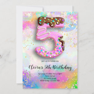 5th Birthday Girls Invitation