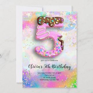 5th Birthday Girls Invitation