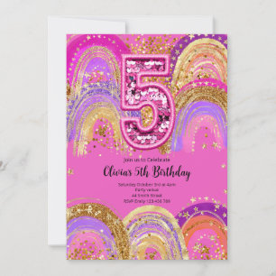 5th Birthday Girls Invitation