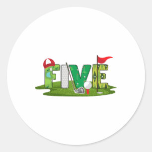5th Birthday Golf Theme 5 Year Old Kids Sport Part Classic Round Sticker