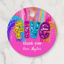 5th Birthday Hot Pink Rainbow Sequin Girl
