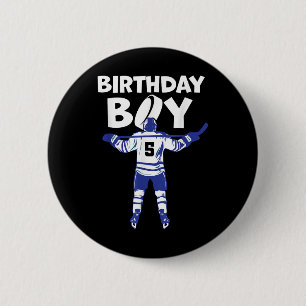 5th Birthday Ice Hockey Boy 5 Year Old Hockey Play 2 Inch Round Button