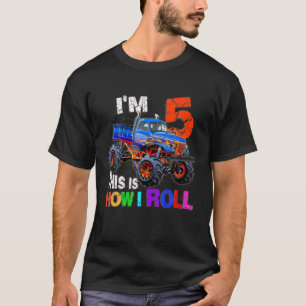 5Th Birthday I'm 5 This Is How I Roll Truck Lovers T-Shirt