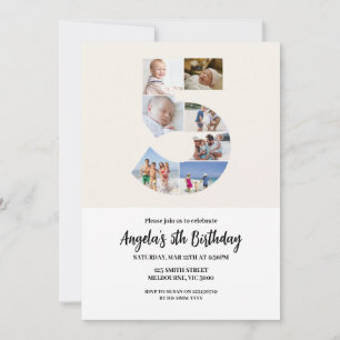 5th Birthday Invitation Minimalist - Number 5