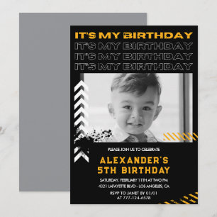5th birthday invitations boy Photo Spray paint