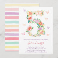 5th Birthday Invitations for Girl with Butterflies