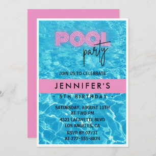 5th birthday invitations Pool Party Summer