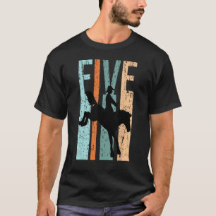5th Birthday Kids Retro Rodeo Horse Lovers Cowboys T-Shirt