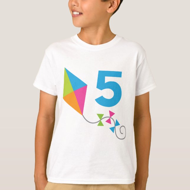 5th Birthday Kite Design Gift T-Shirt (Front)