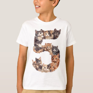5th Birthday Kittens Cats Themed 5 Year Old Kids T-Shirt