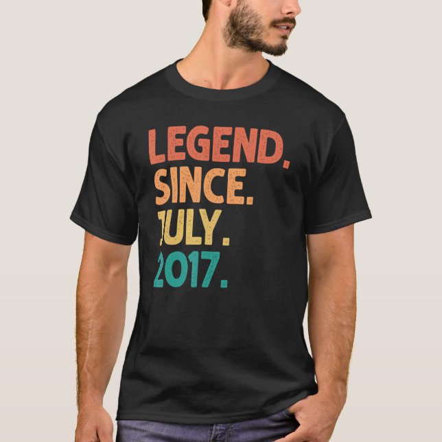 5th Birthday Legend Since July 2017 5 Years Old Vi T-Shirt (Front)