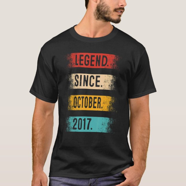 5th Birthday  Legend Since October 2017 5 Years Ol T-Shirt (Front)