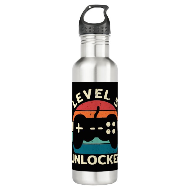 5th Birthday Level 5 Unlocked 710 Ml Water Bottle (Front)